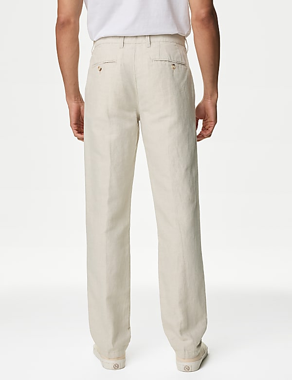 Regular Fit Linen Blend Trousers - US