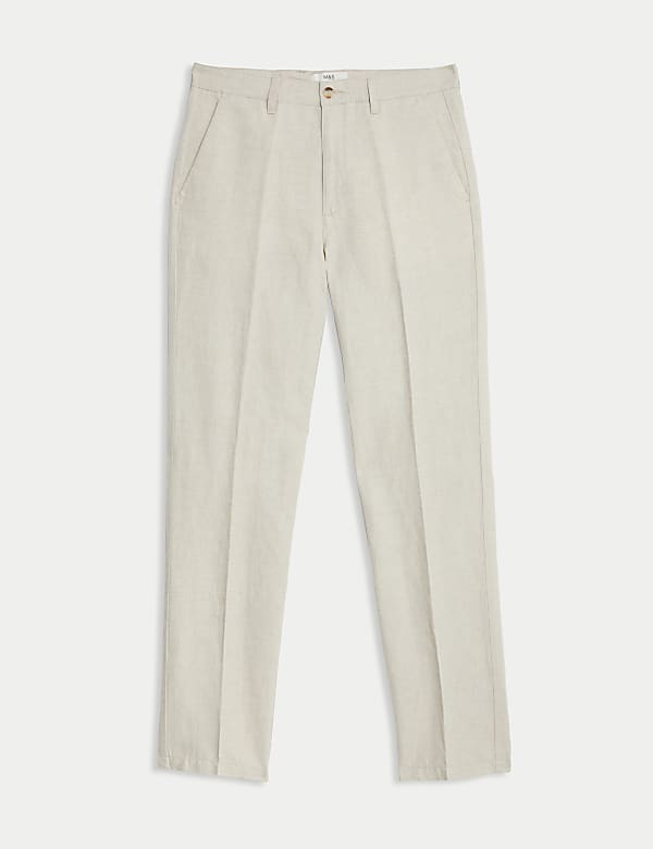 Regular Fit Linen Blend Trousers - US