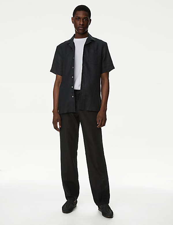 Regular Fit Linen Blend Trousers