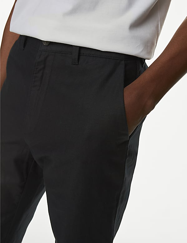 Regular Fit Linen Blend Trousers