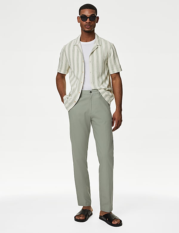 Regular Fit Linen Blend Stretch Chinos