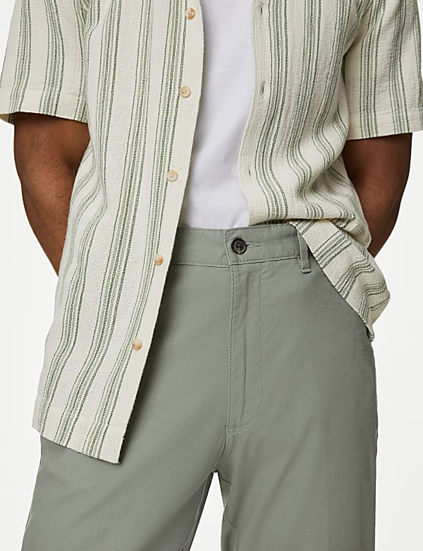 Regular Fit Linen Blend Stretch Chinos