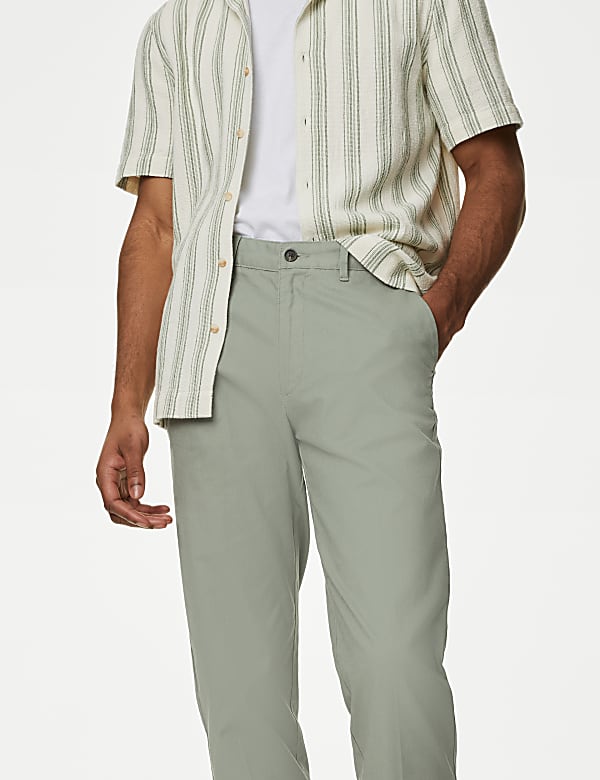 Regular Fit Linen Blend Stretch Chinos