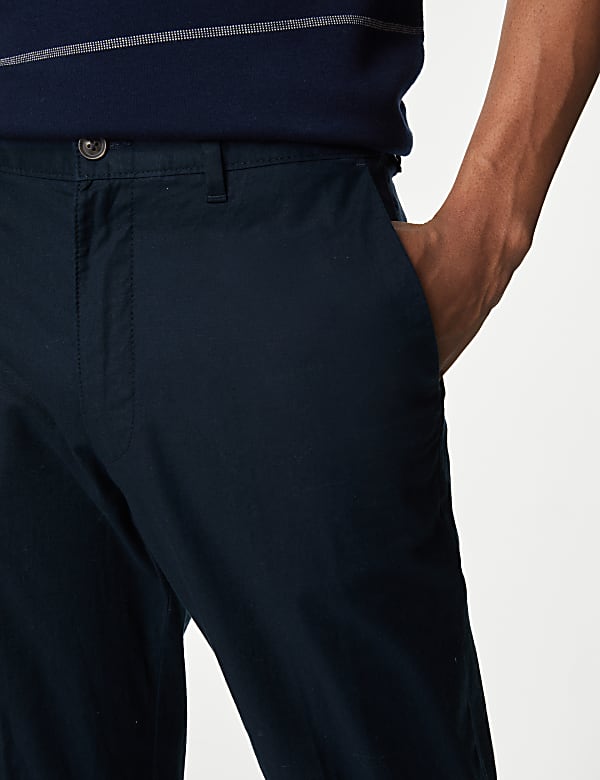 Regular Fit Linen Blend Stretch Chinos