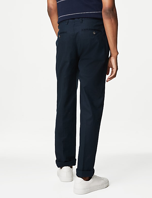 Regular Fit Linen Blend Stretch Chinos