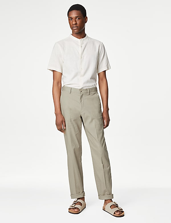 Regular Fit Linen Blend Stretch Chinos