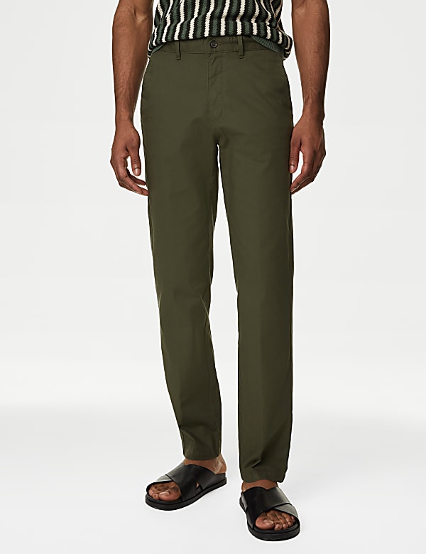 Regular Fit Linen Blend Stretch Chinos