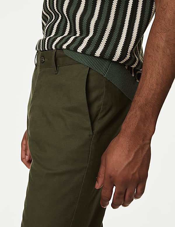 Regular Fit Linen Blend Stretch Chinos