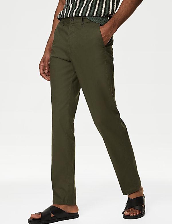 Regular Fit Linen Blend Stretch Chinos