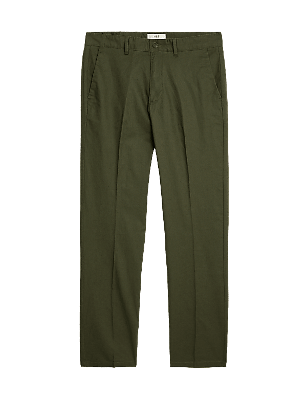 Regular Fit Linen Blend Stretch Chinos
