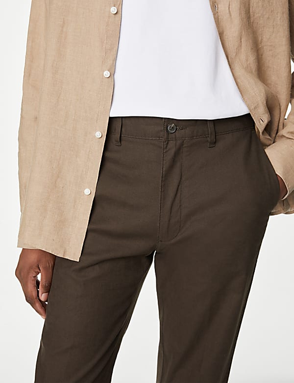 Regular Fit Linen Blend Stretch Chinos