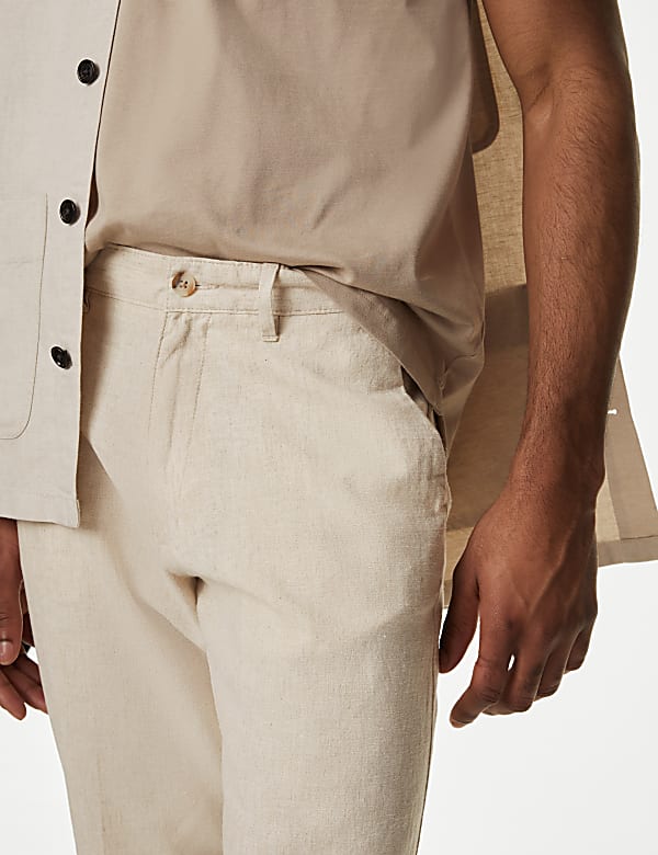 Regular Fit Linen Blend Stretch Chinos