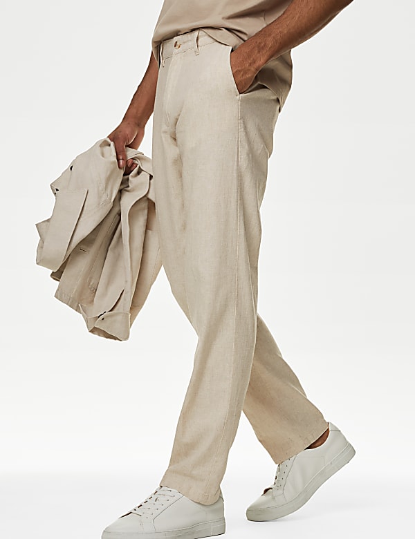 Regular Fit Linen Blend Stretch Chinos