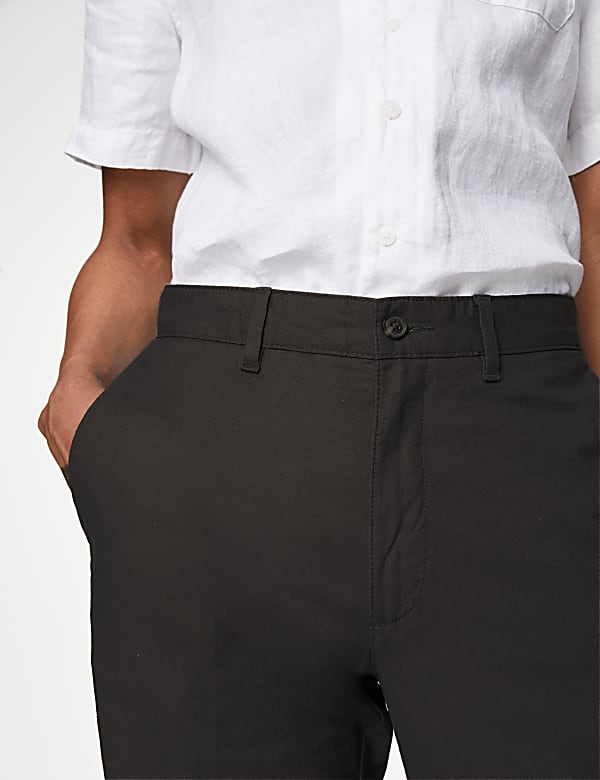 Regular Fit Linen Blend Stretch Chinos