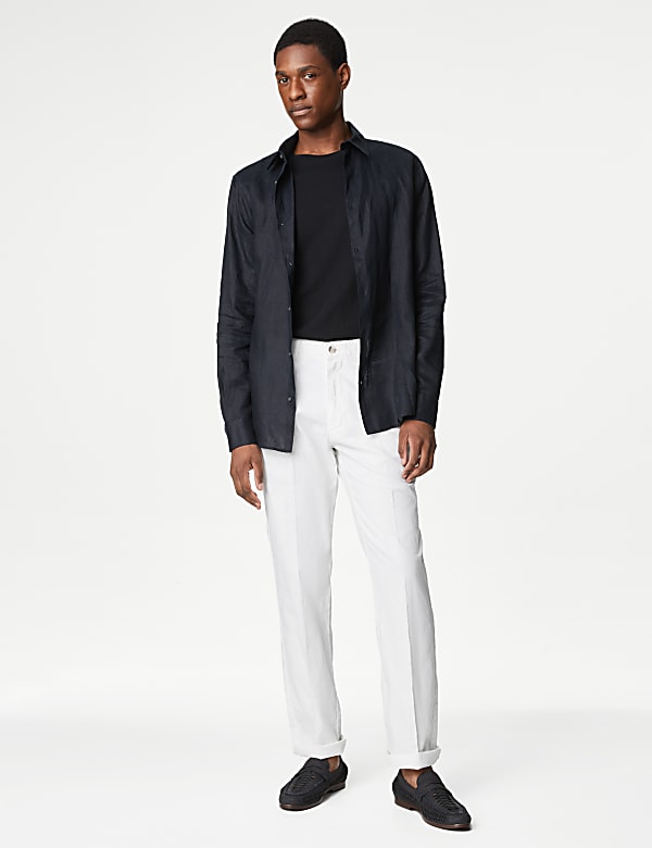 Regular Fit Linen Blend Stretch Chinos