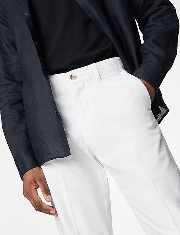 Regular Fit Linen Blend Stretch Chinos