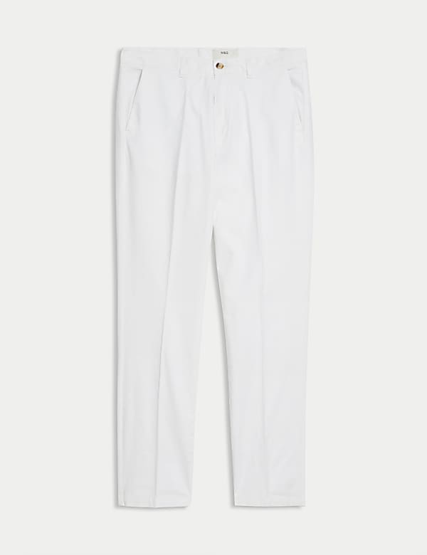 Regular Fit Linen Blend Stretch Chinos - CZ