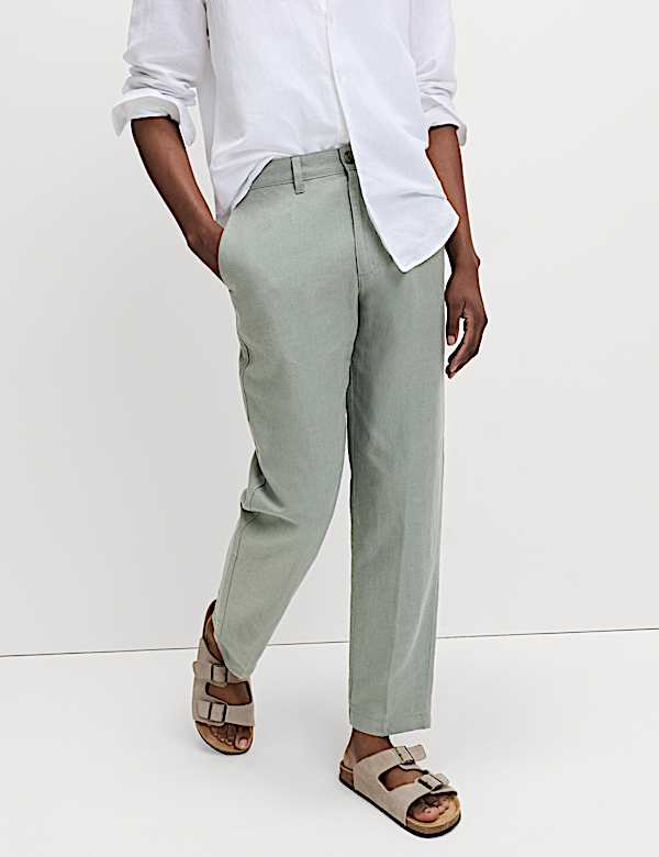 Regular Fit Linen Blend Chinos