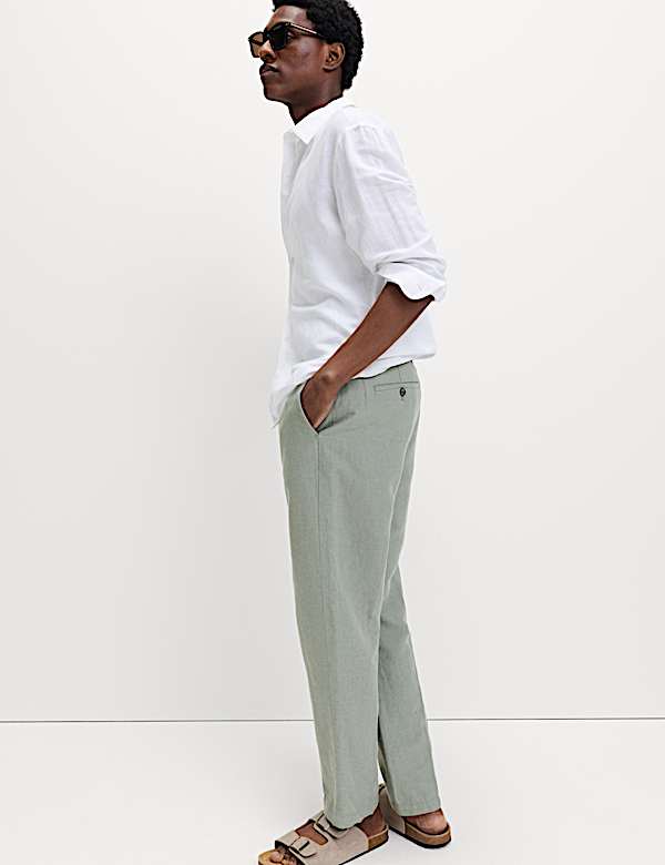 Regular Fit Linen Blend Chinos