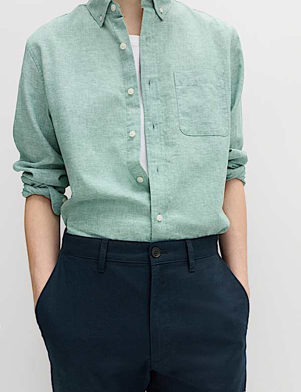 Regular Fit Cotton Linen Blend Chinos