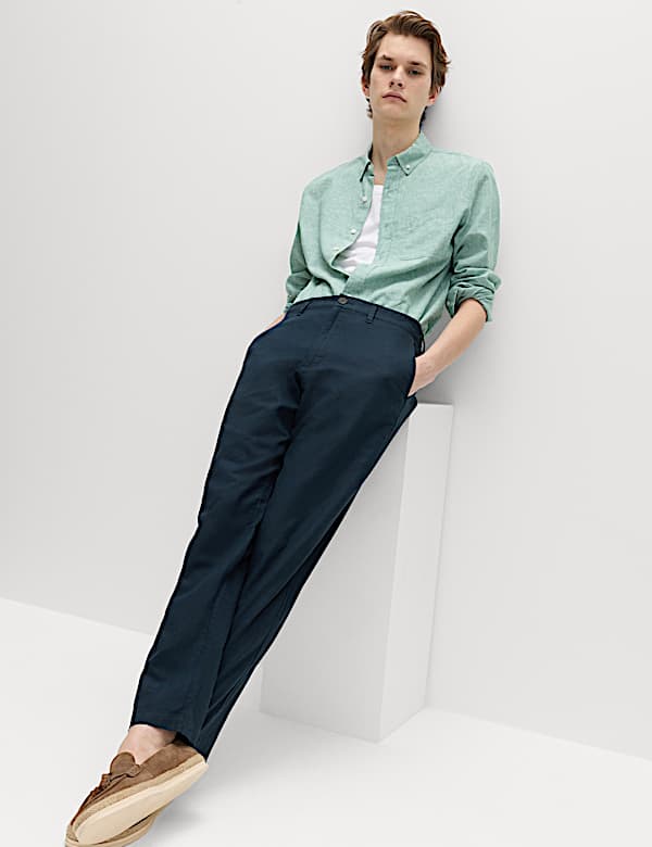 Regular Fit Cotton Linen Blend Chinos