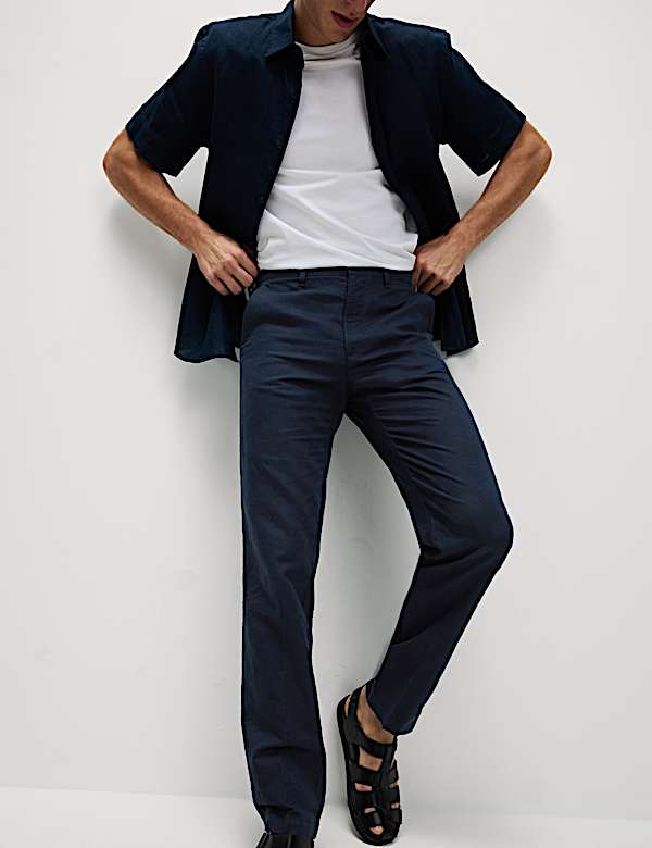Regular Fit Cotton Linen Blend Chinos