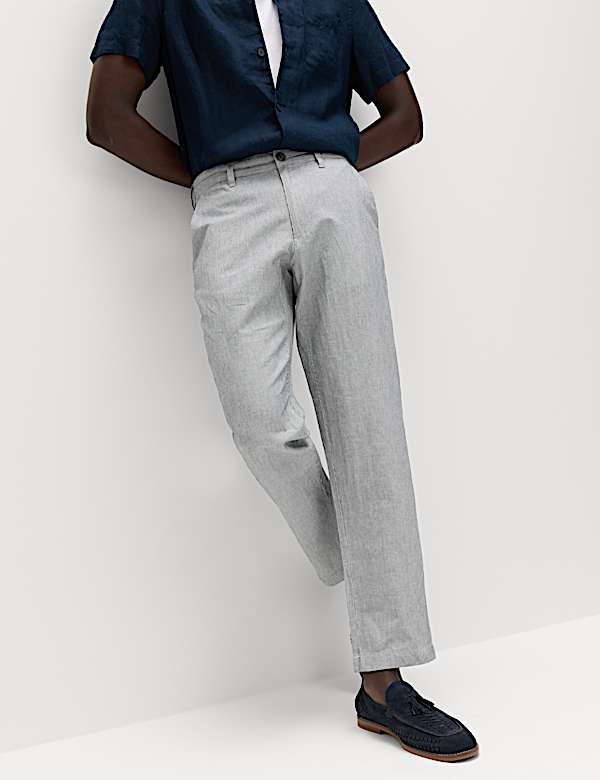 Regular Fit Cotton Linen Blend Chinos