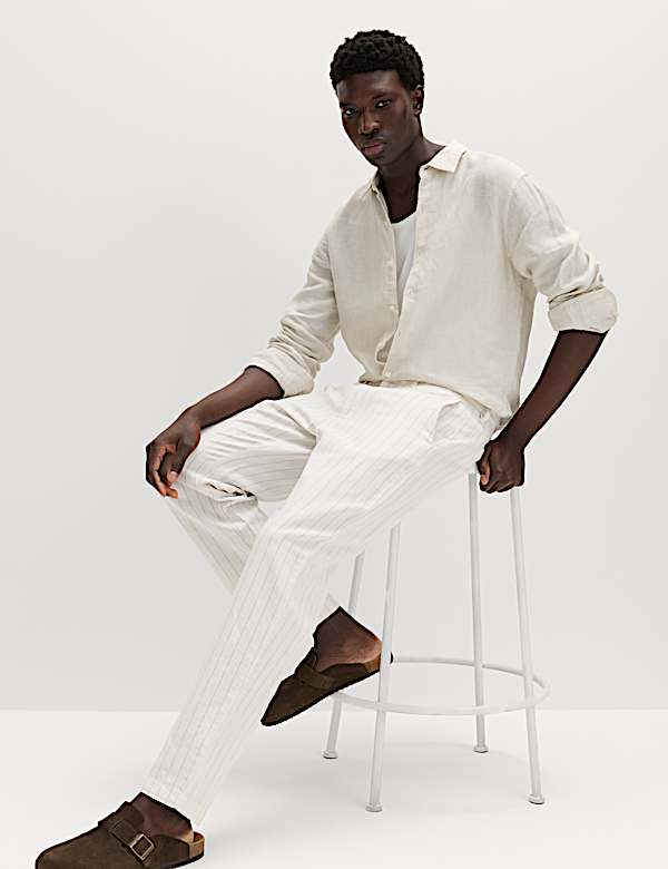 Regular Fit Cotton Linen Blend Chinos