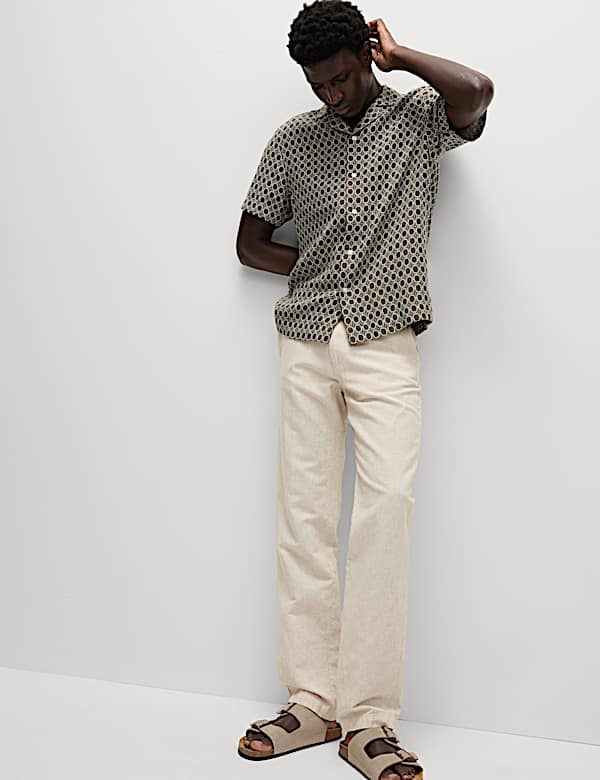 Regular Fit Cotton Linen Blend Chinos