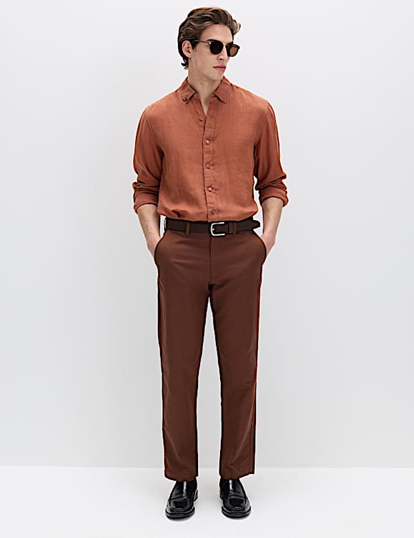 Regular Fit Linen Blend Chinos