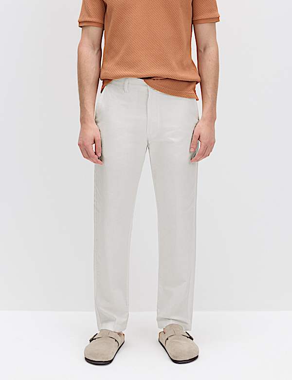 Regular Fit Linen Blend Chinos