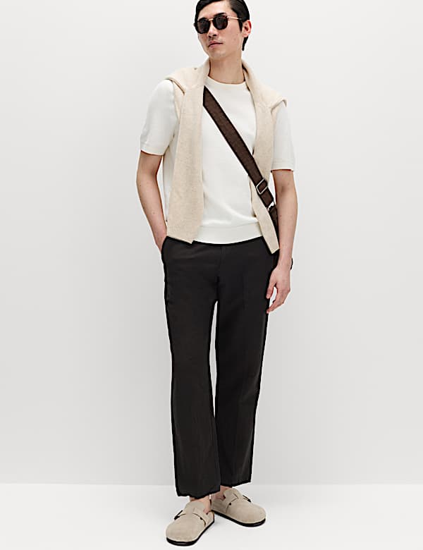 Regular Fit Linen Blend Chinos - SE