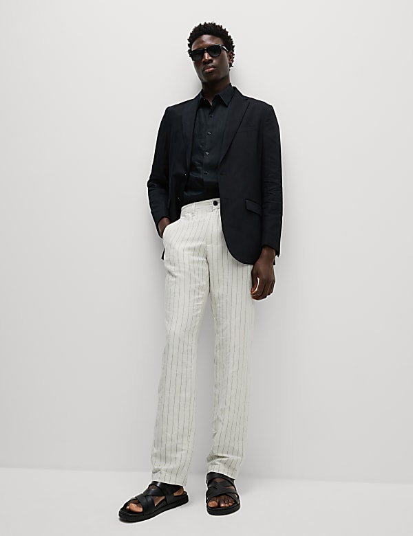 Regular Fit Cotton Linen Blend Chinos