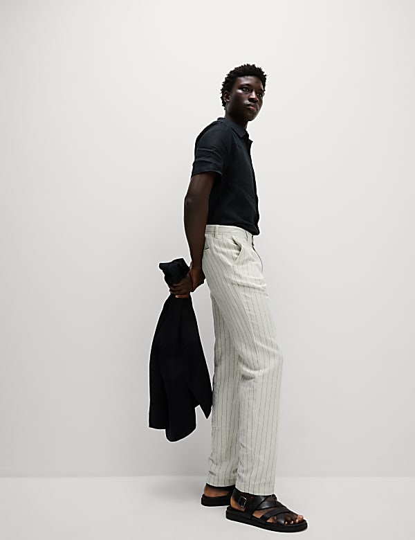 Regular Fit Cotton Linen Blend Chinos