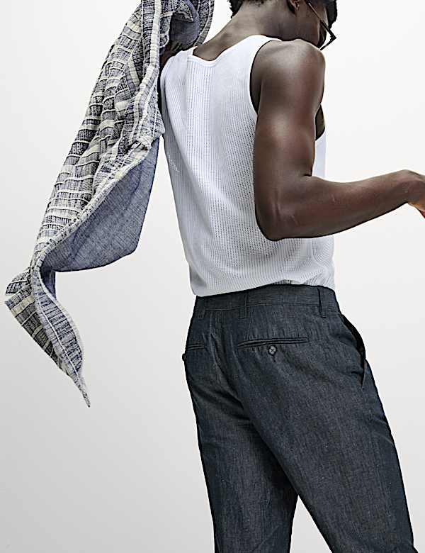 Regular Fit Cotton Linen Blend Chinos
