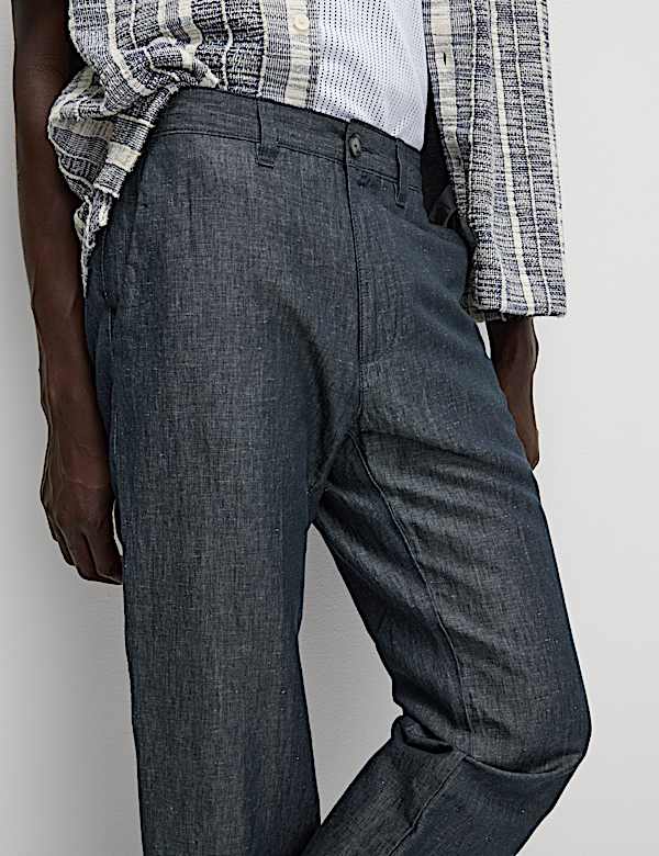 Regular Fit Cotton Linen Blend Chinos