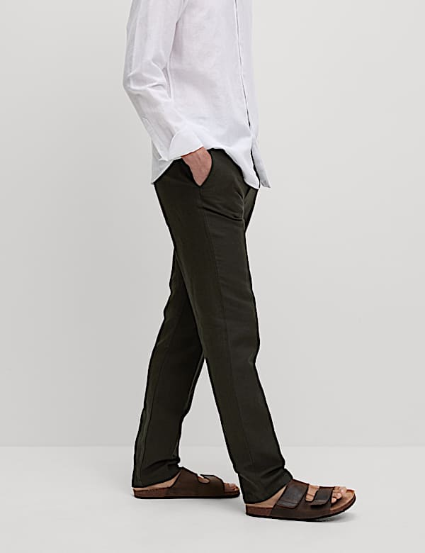 Regular Fit Cotton Linen Blend Chinos