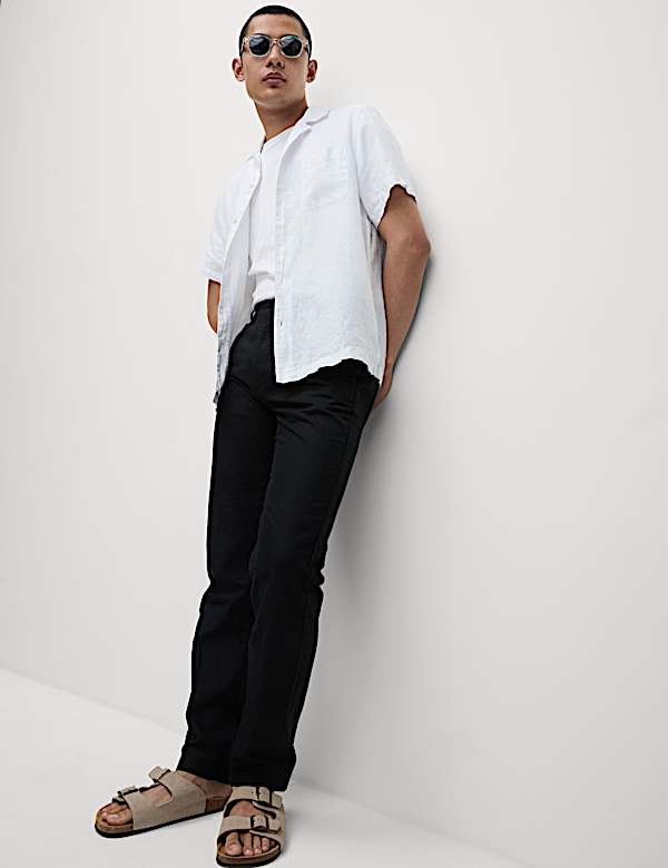 Regular Fit Cotton Linen Blend Chinos