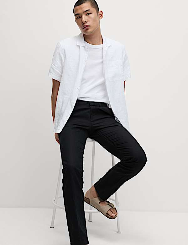 Regular Fit Cotton Linen Blend Chinos