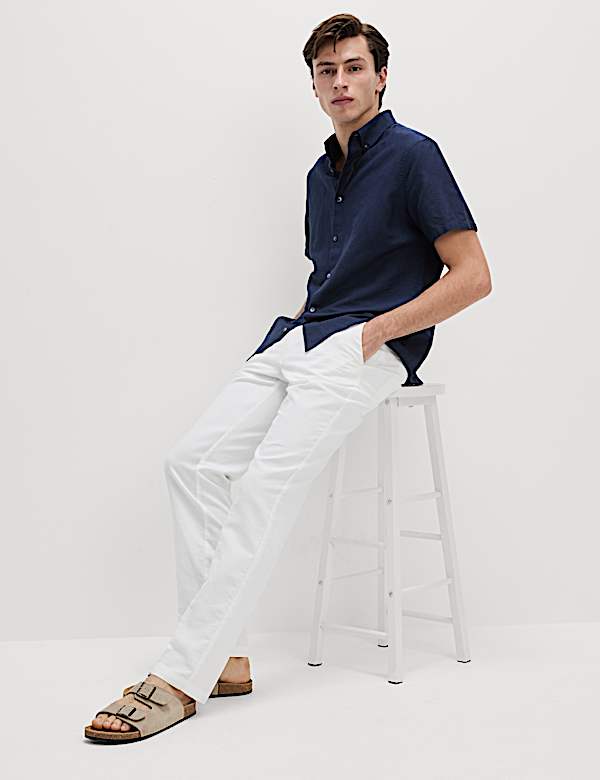 Regular Fit Linen Blend Chinos