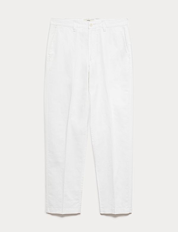 Chino en lin m&eacute;lang&eacute; coton coupe standard - FR