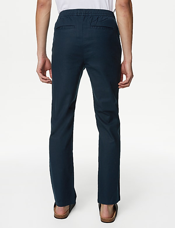Tapered Fit Linen Blend Trousers