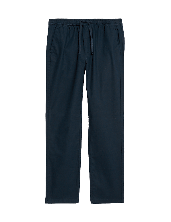 Tapered Fit Linen Blend Trousers