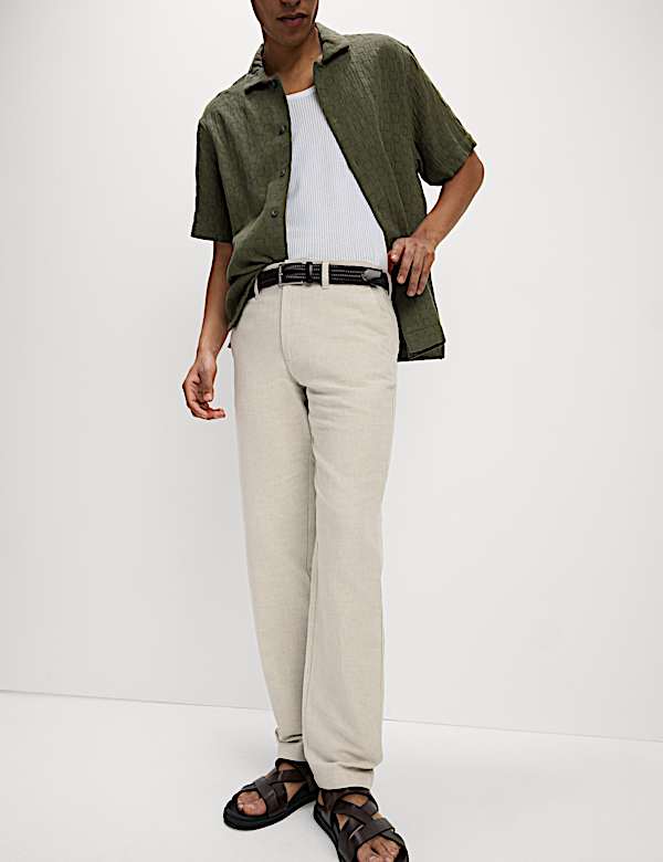 מארז 2 מכנסי צ'ינו מתערובת כותנה ופשתן בגזרה ישרה - IL