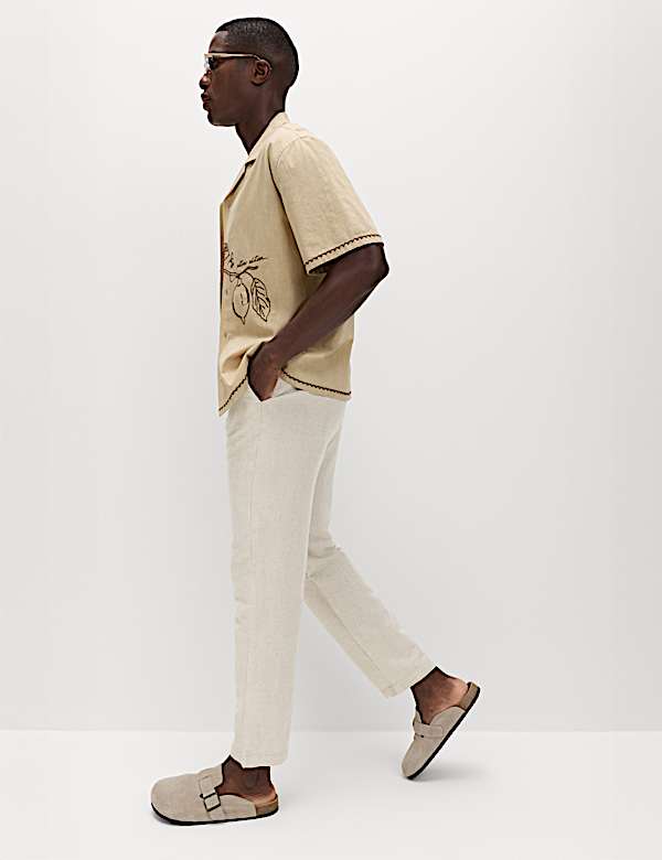 Pack de 2 pantalones chinos de corte est&aacute;ndar en mezcla de lino y algod&oacute;n - ES