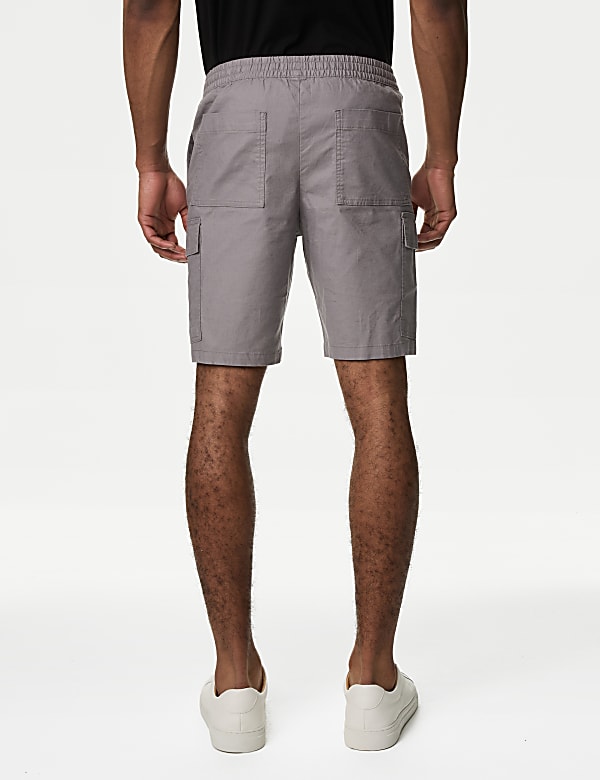 Linen Blend Elasticated Waist Cargo Shorts - CH