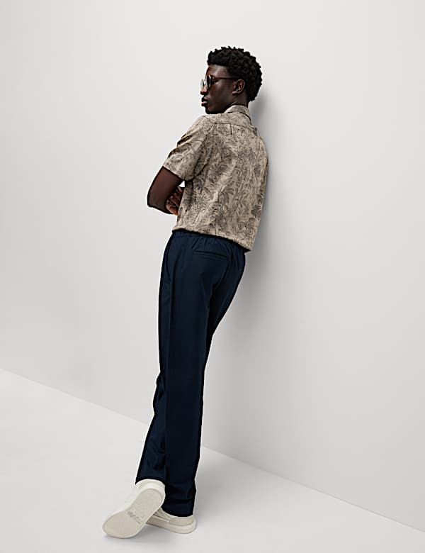 Loose Fit Cotton Linen Blend Elasticated Trousers - AU