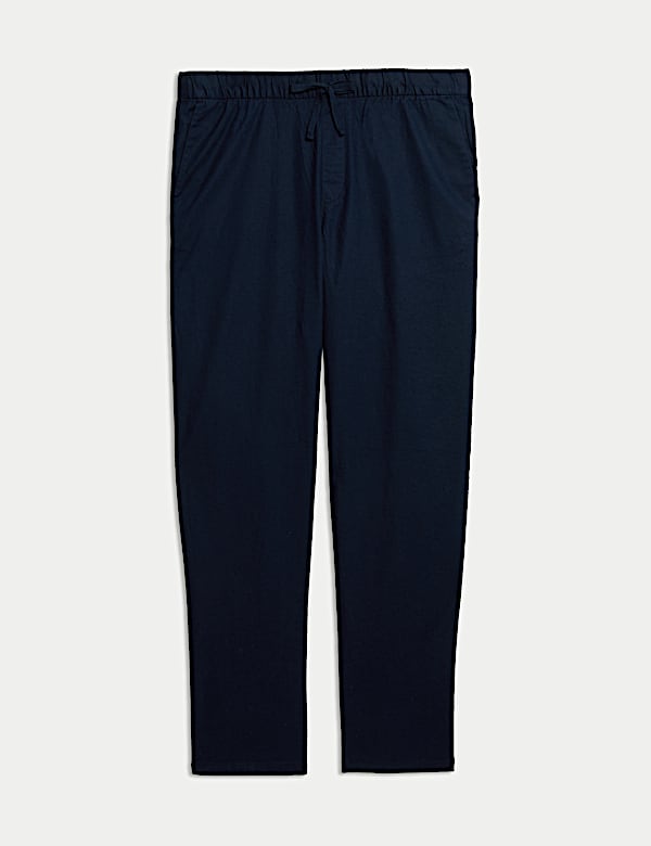 Loose Fit Cotton Linen Blend Elasticated Trousers - AU