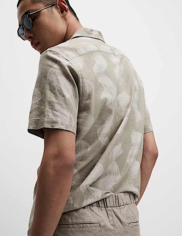 Loose Fit Cotton Linen Blend Elasticated Trousers