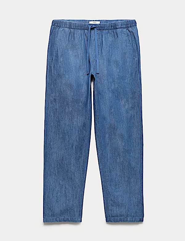 Loose Fit Linen Blend Elasticated Waist Trousers - GR